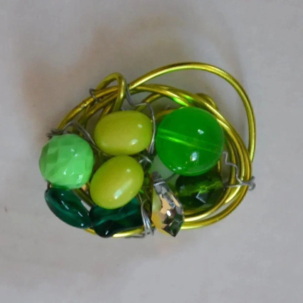 5/$25 Green Beaded Brooch